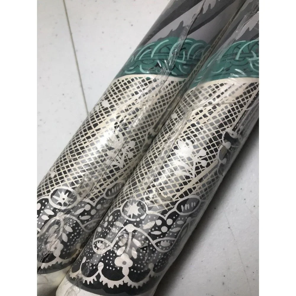 Imperial Wallpaper Prepasted Floral Lace Pink Yellow Gray Lot Of 2 Rolls 5 Yards